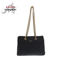 美品 プラダ ヴィンテージ キルティング テスート 三角ロゴプレート ブラック ナイロン チェーントートバッグ ショルダーバッグ 500012【中古】