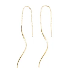 【ゴールド × ピアス】[Cream dot. クリームドット公式] ピアス レディースステンレス製 アメリカン 金属アレルギー つけっぱなし サージカルステンレス ライン 揺れる ウェーブ 変形 メタル チェーン 大人