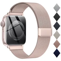 【数量限定】[OULUOQI] アップルウォッチ用のバンド コンパチブル 49mm 46mm 45mm 44mm 42mm 41mm 40mm 38mm ステンレス ベルト 長さ調節 男女兼用 マグネット 留め金 メッシュ 通気 Watch Series 11