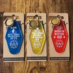 モーテルキーホルダー クリア HAWAI CALIFORNIA NEWYORK キータグ アメリカン雑貨