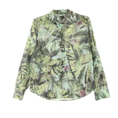 美品 Paul Smith ポールスミス 日本製 植物柄 長袖 シャツ M ライトブルー メンズ 古着