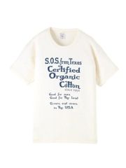 S.O.S. from Texas LABEL LOGO & USDA オーガニックコットンクルネーックTシャツ NATURAL