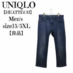 【良品】ユニクロ UNIQLO   ヒートテックウルトラストレッチスリムジーンズ  テーパード  インディゴ    サイズ35(88cm) 大きいサイズ5XL相当  メンズ