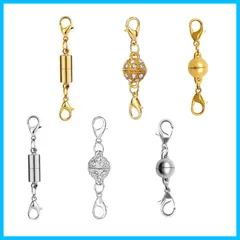 【迅速発送】YANYULI ネックレス 留め具 マグネットクラスプ 6個セット 延長用金具 接続金具 延長調整 アクセサリーパーツ エンドパーツ ネックレス ブレスレット ジュエリー用 DIY ハンドメイド クラフト用品 手作り素材