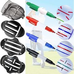 Vevesoas Golf Ball Line Marker Set, 8 Pieces, Portable, Putting Practice Tool, Ball Line Marker, Easily Draw Lines, Positioning, Ball Mark Alignment Clip Tool Golf Ball Mark Set (Includes 4 Ball Markers) 0