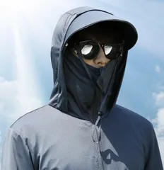 メンズ 人気の無地系uvカットラッシュパーカー uvカット パーカー ラッシュガード トップス 薄手 ひんやり 長袖 フード付 ジップアップ 体型カバー ストレッチ 360度紫外線対策 通気性抜群 日よけ対策 紫外線対策 カジュアル サンシェード付き