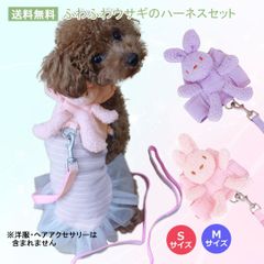 ふわもこ　ウサギハーネスセット　パステル　かわいい　メッシュ　やわらか素材　散歩　リード付　PAE0026