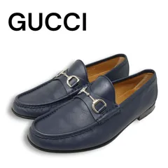 GUCCI グッチ 通年 367762★ ホースビット ローファー レザー シューズ Sz.8 1/2　メンズ ネイビー イタリア製