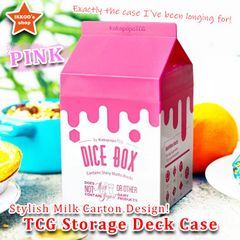Stylish Milk Carton-Shaped Deck Case - Pink, Holds up to 120 Cards with Double Sleeves, MTG, Pokémon Cards, Yu-Gi-Oh!