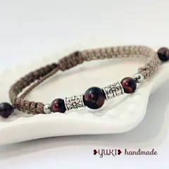 アンクレット or ブレスレット 天然石【レッドタイガーアイ+メタル鼓】