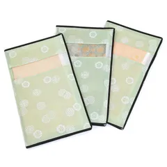 【迅速発送】アストロ 帯収納袋 ライトグリーン 和モダン柄 3方開き 3枚組 窓あり 着物収納ケース 帯収納ケース 通気性の良い不織布製 着物収納袋 丸帯 袋帯 名古屋帯 半幅帯 ファスナー式 保管袋 収納カバー 子供用着物の収納にも ホコリや汚れから守る た