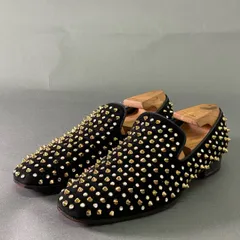 4j4 Christian Louboutin クリスチャンルブタン スタッズ ローファー オペラシューズ スエード レザー ダンデライオン イタリア製 41 ブラック スウェードのサムネイル