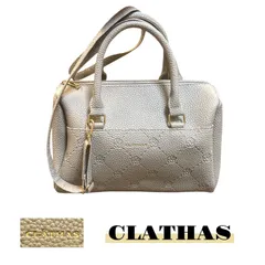 CLATHAS クレイサス　ショルダーバッグ　ハンドバッグ　2way モノグラムボストン　花模様　ベージュ　ボストンバッグ　大容量
