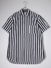 COMME des GARCONS SHIRTコムデギャルソンシャツ フランス製 ワイドストライプ コットン半袖シャツ【M】【MSHA78498】