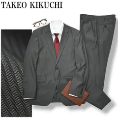 タケオキクチ TAKEO KIKUCHI シャドーストライプ柄 シングル 2B スーツ セットアップ 上下 テーラードジャケット スラックスパンツ 通年 3 グレー メンズ