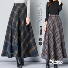 ロングスカート レディース スカート 冬 秋 Aライン 厚手 ロング丈 チェック柄 暖かい カジュアル きれいめ 大きいサイズ 秋冬 フレアスカート マキシ丈