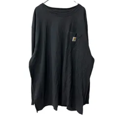 Carhartt 長袖 ロゴTシャツ 3XL ブラック カーハート コットン100% ビッグサイズ 胸ポケット ロングTシャツ シンプル カットソー a709-6583