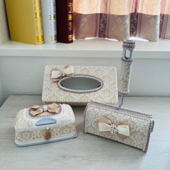 気まぐれ出品】パウダーピンクとクリスタルタッセルの収納セット 