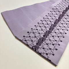 ★新品　美品　半巾帯　紫　花　刺繍★r051