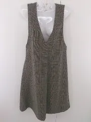 ◇ N. Natural Beauty Basic チェック ノースリーブ 膝下丈 ワンピース サイズM ブラウン系 レディース P  【1303310007509】