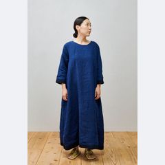 bighug リネンリバーシブルドレス●ネイビー