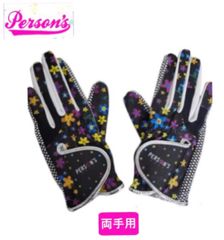 Persons(パーソンズ) レディース用　両手　ゴルフグローブ 花柄 ブラック