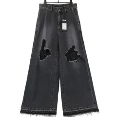 未使用 Juha ユハ DAMAGE WIDE DENIM PANTS 10210801-4 デニムパンツ ダメージ加工 ワイド 日本製 FADE BLACK 3 タグ付き71012547のサムネイル