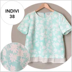 0926【美品♪】INDIVI ボタニカル柄レイヤードブラウスのサムネイル
