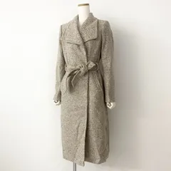 84h27 Brooks Brothers ブルックスブラザーズ ロングコート ツイードコート ベルテッドコート サイズ2 アイボリー レディースのサムネイル