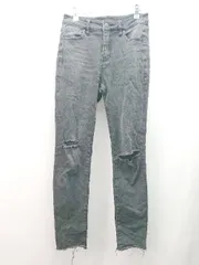 ◇ RETROGIRL レトロガール ウエストゴム ストレッチ ダメージ加工 オシャレ デニムパンツ サイズM グレー レディース E  【1310050033026】