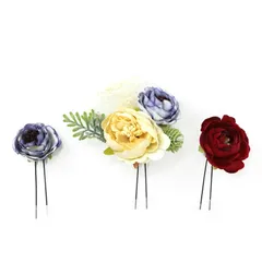 髪飾り 成人式 振袖 浴衣 袴 ３点セット  紫 赤 結婚式 入学式 入園式 卒園式 卒業式 七五三 ブライダル 前撮り 和装 日本製 かんざし フォーマル 花 ドライフラワー 着物 花飾り 紫×赤 W 30 323-206 u751　Si