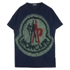 MONCLER モンクレール B10918007450 国内正規品 MAGLIA T-SHIRT モザイクロゴプリント マリア クルーネック 半袖 Tシャツ ネイビー系 L【中古】のサムネイル