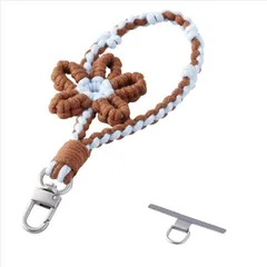 エレコム スマホストラップ フラワーモチーフ ハンドストラップ 手首 落下防止 軽量 ストラップホルダーシート付き iPhone/Android対応 携帯ストラップ ブラウン P-STHKNFBR 【５営業日以内発送】 【定形外郵便にて発送】