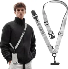 Turkalla スマホストラップ スマホショルダー2024新登場・360°回転・マグネット式ロック携帯ストラップ 斜めがけ/首掛け/肩掛け ショルダーストラップ 100cm～150cm長さ調整 ナイロン製(グレー,  Free Size)