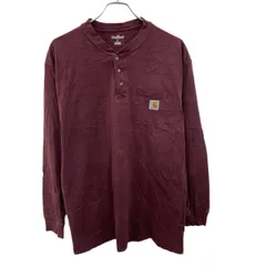 carhartt 長袖 ロゴTシャツ L ボルドー プルオーバー ヘンリーネック ポケット付き カーハート 古着卸 アメリカ仕入 a705-5693