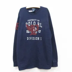 古着 ラルフローレン 長袖 ブランド Tシャツ キッズ ボーイズ 子供服 90s ビッグロゴ コットン クルーネック 紺 ネイビー 25sep02