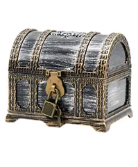 S.fields.inc 宝石箱 ジュエリーボックス 宝箱 海賊 鍵付き おもちゃ アクセサリーケース プラスチック (ブラック) [ブラック]