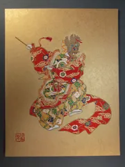 京都 木製 高級額 能楽図絵 能画 能絵 西陣織