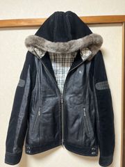 美品 バーバリーブラックレーベル ラビットファーパーカージャケット L