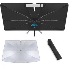 WAIROGA BMW との互換性あり X3 G01 傘型 専用フロントサンシェード 10本骨 ガラス繊維 360°回転可能 傘柄が曲がる パラソル 専用設計 UVカット 日焼け防止 劣化防止 収納バッグで 簡単に取り付け (2011-2017) 1