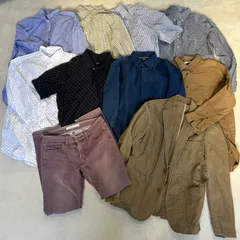 【まとめ売り】【10点セット】UNIQLO ユニクロ メンズ M 柄シャツ チェックシャツ 半袖 ポロシャツ  スキニーパンツ ブラウン ジャケット カラーパンツ デニムシャツ