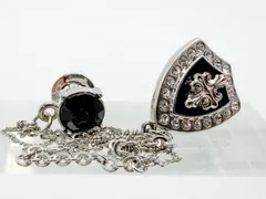 【最終価格】ゴシック調 シルバー系チェーンネックレス 黒ストーン×装飾パーツ