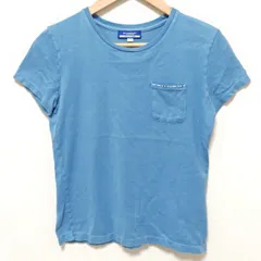 ハイクラス感◎人気ブランド正規品◎【BURBERRY LONDON BLUE LABEL】バーバリー ロンドン ブルーレーベル Tシャツ 半袖 ポケット トップス コットン クルーネック 上品 ポケット ブルー レディース サイズM /M30064ja