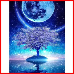ラ ス ト 1 点☆彡5Dダイヤモンド絵画キット ダイアモンドビーズ絵画キット ビーズアート全面貼り付けタイプダイヤモンド塗装 モザイクアート クロスステッチキット 刺繍キット ダイヤモンドアートキット 30x40cm｜月と木