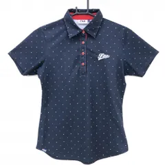 フィラゴルフ 半袖ポロシャツ ネイビー×レッド ドット柄 スナップボタン レディース M ゴルフウェア FILA GOLF