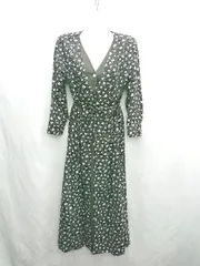 ◇ ⊂ Simplicite シンプリシテェ 総柄 長袖 ロング丈 ワンピース サイズ表記なし ブラック ホワイト レディース E  【1501230028196】