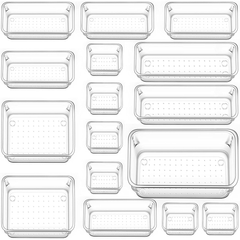 16個セット アクリル 収納ボックス 多用途 多目的 卓上収納 引き出し収納 小物分類 おしゃれ 実用 引き出し仕切りボックス 五つのサイズ 送料無料 透明感テーブル化粧品収納多様化洗面化粧台寝室 防水文房具組み合わせ 透明感仕切り整理