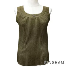 中古美品CHANELタンクトップクリーム刺繍入りプレッピー