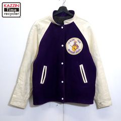 80s vintage 裏地キルティング カレッジ ロング スタジャン レディース XLサイズ相当 ビッグサイズ オーバーサイズ
