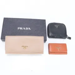 プラダ まとめ 3点 セット サフィアーノ トライアングルロゴ レザー 長財布 三つ折り コンパクト ウォレット レディース MMM BS12-3【中古】